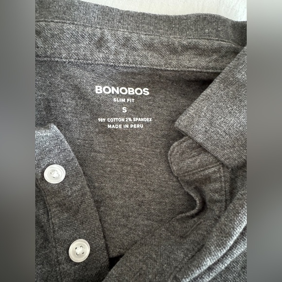 Bonobos Men's Stretch Pique Polo in Heather Dark Grey Slim Fit Size Small Preppy - Picture 5 of 8